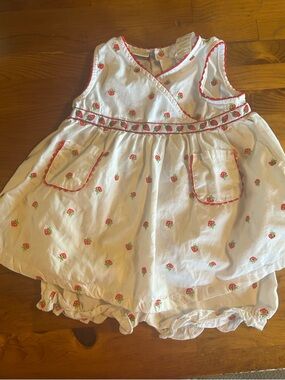 White Baby Girls' Strawberry Print Sundress with Bloomers